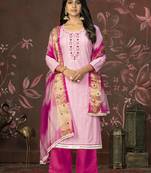 Pink colour ethnic hand work girlish salwar kameez