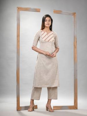 Silver grey cotton bengal handwoven kurta set 1