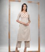 Silver grey cotton bengal handwoven kurta set