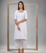 White cotton bengal handwoven kurta set