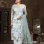 Grey colour ethnic printed with hand work girlish salwar kameez