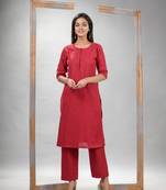 Red cotton bengal handwoven kurta set