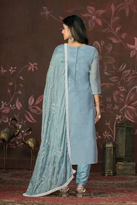 Blue colour ethnic modal butti salwar kameez for fancy ethnic looks 2
