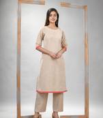 Silver grey cotton bengal handwoven kurta set