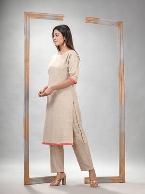 Silver grey cotton bengal handwoven kurta set 4