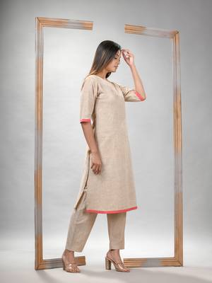 Silver grey cotton bengal handwoven kurta set 5