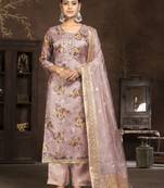 Pink colour ethnic organza salwar kameez for fancy ethnic looks