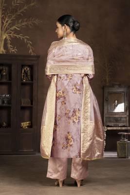 Pink colour ethnic organza salwar kameez for fancy ethnic looks 2