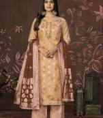Peach colour ethnic dress material for festive indian looks