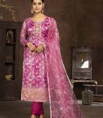 Elegant and girlish purple colour organza suit for festive looks