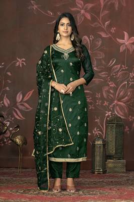 Smart and ethnic green colour smart girlish salwar kameez 1