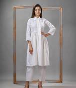 White cotton bengal handwoven kurta set