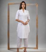 White cotton bengal handwoven kurta set