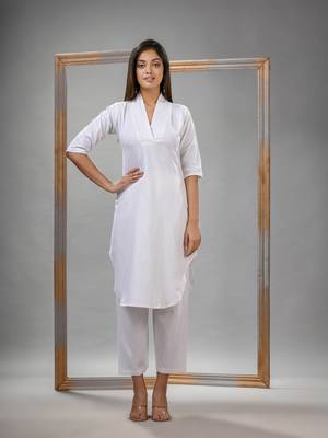 White cotton bengal handwoven kurta set 2