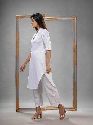 White cotton bengal handwoven kurta set 4