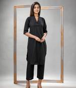 Black cotton bengal handwoven kurta set