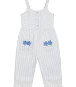 Budding bees  stripe lurex elegance girls jumpsuit-white