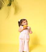 Budding bees assorted stripe lurex elegance girls jumpsuit-orange