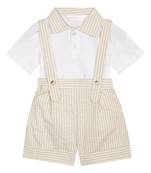 Budding bees boys' cotton jersey dungaree & t-shirt set-beige