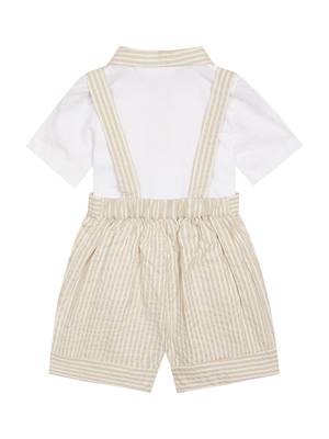 Budding bees boys' cotton jersey dungaree & t-shirt set-beige 2