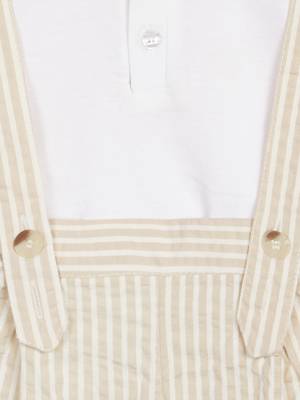 Budding bees boys' cotton jersey dungaree & t-shirt set-beige 3