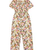 Budding bees whimsical bloom girls' floral jumpsuit-yellow