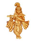 Gold plated ethnic antique traditional round lord krishna adjustable finger ring indian temple ring for women and girls