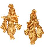 gold plated indian traditional temple jewellery lord krishna ethnic antique earring for women and girls,