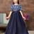 Aarika girls party wear navy blue colour abstract print nylon dress with belt