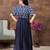 Aarika girls party wear navy blue colour abstract print nylon dress with belt