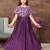 Aarika girls party wear purple colour abstract print nylon dress with belt