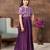 Aarika girls party wear purple colour abstract print nylon dress with belt