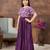 Aarika girls party wear purple colour abstract print nylon dress with belt