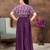 Aarika girls party wear purple colour abstract print nylon dress with belt