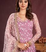 PINK EMBROIDERED SALWAR KAMEEZ SUIT SEMI STITCHED