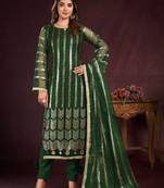 GREEN EMBROIDERED SALWAR KAMEEZ SUIT SEMI STITCHED