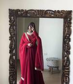 Attractive maroon georgette gown for women with dupatta