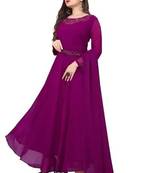 Attractive purple georgette gown for women with dupatta