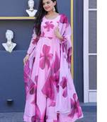Attractive pink georgette gown for women with dupatta