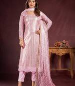PINK EMBROIDERED SALWAR KAMEEZ SUIT SEMI STITCHED