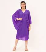 Bright purple pleated kaftan dress