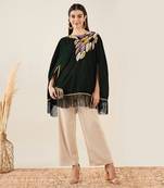 Green sequinned velvet poncho