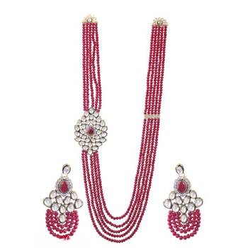 Indian Gold Plated Kundan Bridal Long Mala Maharani Haar Fashion Ethnic Necklace Jewellery Set For Women 3