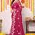 Pink net floral embroidery border saree with unstitched blouse piece