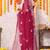 Pink net floral embroidery border saree with unstitched blouse piece