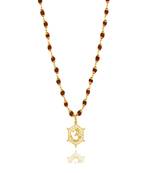Gold capped rudraksha and trident pendant necklace