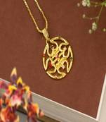 Om designer studded gold plated pendant with chain