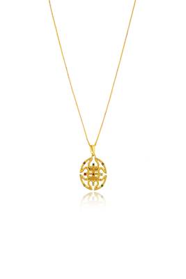 Om designer studded gold plated pendant with chain 2