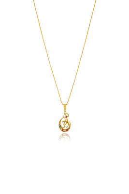 Om designer studded gold plated pendant with chain 2