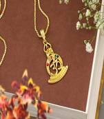 Om designer studded gold plated pendant with chain